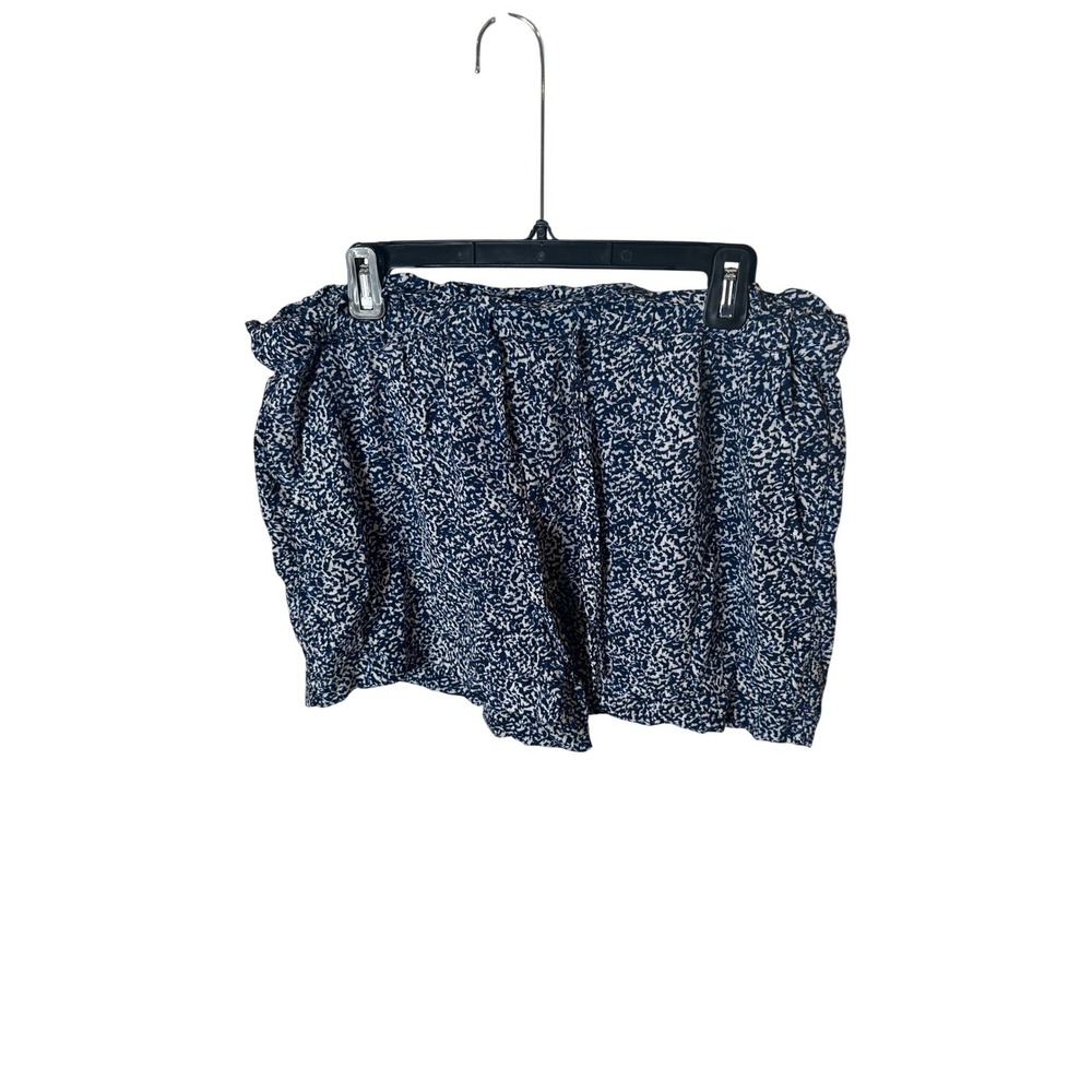 Madewell Womens Shorts Blue White Floral Print Paperbag Waist Size L‎
